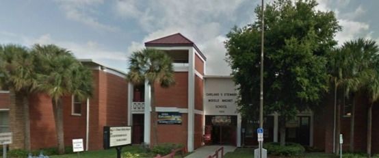 image of the front of Stewart Middle Magnet NASA Explorer School image of the front of Stewart Middle Magnet NASA Explorer School